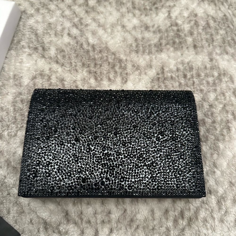 De Blossom Collection Black Satin Clutch